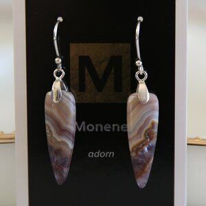 Amethyst Agate and Sterling Silver Earrings